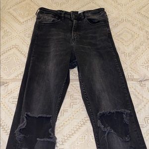 BLACK DENIM JEANS - SKINNY W HOLES IN BOTH KNEES